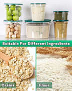 2QT&4QT NSF Round Food Storage Containers with Lids: 4 PCS [Total Food Grade][Hot&Cold Resistant] Dough Proofing Container for Pizza, Bread with Measuring Spoons Included(BPA FREE) (GREEN)