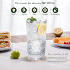 15oz and 22oz Clear Acrylic Glasses Drinkware (Set of 8), Honeycomb Stackable Shatter-Proof Plastic Tumblers, Reusable Plastic Drinking Glasses, BPA-Free, Dishwasher-Safe