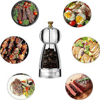 Acrylic Pepper Grinder Set Salt and Pepper Grinder Manual Pepper Mill Set with Adjustable Coarseness Acrylic Salt and Pepper Shakers, Enjoy Fresh Ground Pepper Spices Salt Grinder