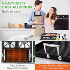 NutriChef 20"x13" Stove Top Grill Pan - Double Burner, Hard-Anodized Non stick Grill & Griddle Pan