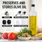 Zulay Olive Oil Dispenser For Kitchen, Glass Oil Container With Spout, Oil Decanter/Cruet Dispenser, Bottle Dispenser With Pourers and Funnel, 1 Pack (Clear)
