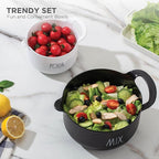 Rae Dunn Non-Slip Mixing Bowls - 4 Piece Nesting Plastic Mixing Bowl Set with Pour Spouts and Handles-Measurement Markings (Black)