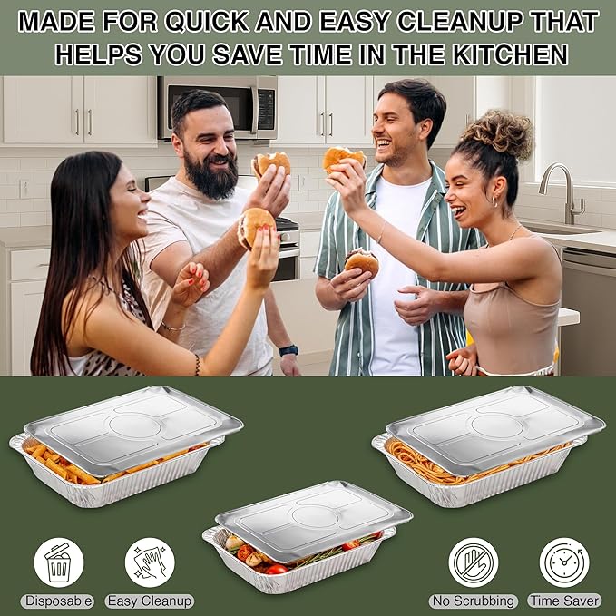 INFINITY EL Disposable Aluminum Foil Pan Lids 15 Pack | Full Size 21" x 13.5" Insulated Foil Pan Lids | Heavy Duty Aluminum Foil Lids for Catering, Food Storage, Turkey, Lasagna, Parties & Meal Prep