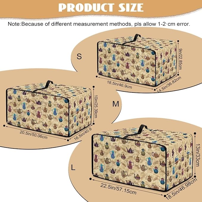 Coffee Kettle Print Toaster Oven Dust Cover, Fingerprint Protectors and Greasy Protection Machine Washable Universal Toaster Oven Protector for Kitchen, (Medium-16.1*19.71*10 inches)