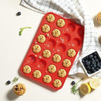 Socisen 2 Pack 24 Cups Silicone Mini Muffin Pan with Metal Reinforced Frame Silicone Molds Cupcake Cake Baking Cheesecake Pans Cookie Baking Chocoflan Cupcake Mold Mini Bundt Cake Pan Women Gift