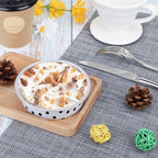 Beasea Mini Tart Pans with Lids 50 Pack, 4” 8oz Disposable Aluminum Baking Foil Tins Round Small White Black Dot Container for Individual Cupcake Dessert Muffin Ramekin Cheesecake Quiche Oven Dishes