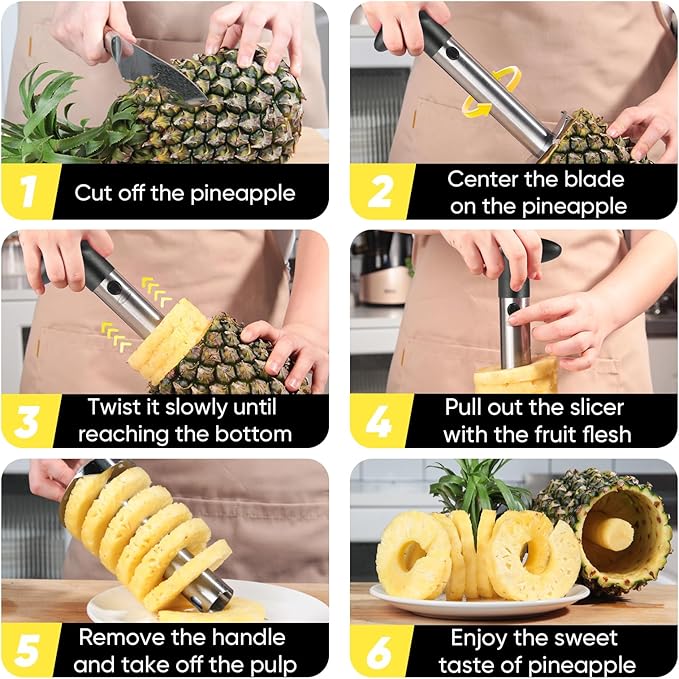 Pineapple Corer, [Upgraded, Reinforced, Thicker Blade] Newness Premium Pineapple Corer Remover, Stainless Steel Pineapple Core Remover Tool for Home & Kitchen with Sharp Blade for Diced Fruit Rings