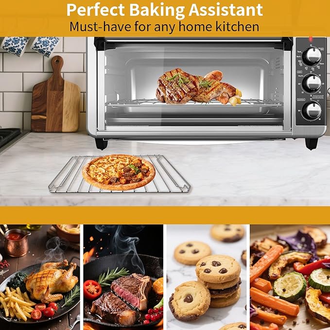 Countertop Toaster Oven Replacement Parts for BLACK DECKER 8 Slice Extra Wide Convection Toaster Oven, 16.5×11.5 IN Stainless Steel Toaster Oven Accessories Baking Rack Wire Rack for cooling