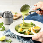 Spring Chef Magnetic Measuring Cups & Spoons Set, Patented, Strong Magnets, Heavy Duty Stainless Steel Fits in Spice Jars for Baking & Cooking, BPA Free, Round Set of 15 with Leveler, Aqua Sky