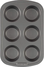 GoodCook Everyday Nonstick Steel Muffin Pan, 6 Cup, Gray