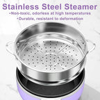 Dezin Hot Pot Electric with Steamer Upgraded, Non-Stick Sauté Pan, Rapid Noodles Electric Pot, 1.5L Mini Pot for Steak, Egg, Fried Rice, Ramen, Oatmeal, Soup with Power Adjustment