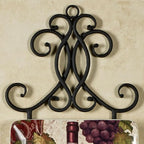 Kanya Black Four Plate Wall Mount Rack | Four Plate Holder | Plate Display Easel Decor | Openwork Scrolls | Traditional Classic Metal Plate Racks | Square or Round Plates | Kitchen | Dining Room