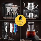 Bean Envy Milk Frother, Coffee Stirrers, Frother Wand, Milk Frother Handheld, Frother with stand, Hand Blender for Coffee, Lattes, Cappuccino, Matcha and Hot Chocolate – Kitchen Gifts - Black