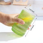 Hobnail-Drinking Glasses 13oz Vintage Glassware Sets Cocktail Juice Glasses Set of 6, Light Green