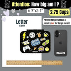 BEARFOOT Kids Lunch Box with Compartments – Compact & Lightweight | Leak-Proof, BPA-Free, Dishwasher & Microwave Safe | Hand-Drawn Design for Preschool, School, Travel (Sticker Black, 2.75 Cups)