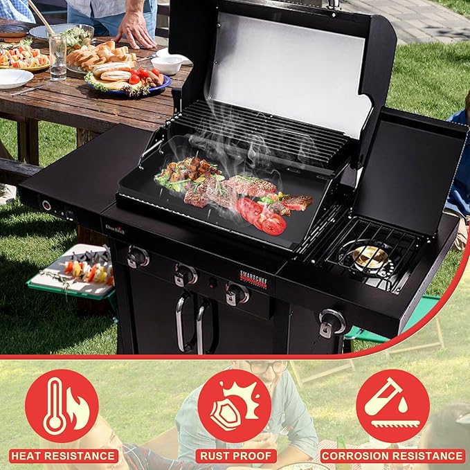 DcYourHome Full Size Griddle Insert for Charbroil Commercial TUR-Infrared Gas Grills 463242515 463242516 463367016 463246018, Carbon Steel Flat Top Griddle Plate for Charbroil 3-Burner Grill Parts