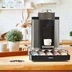 Deco Brothers Crystal Tempered Glass Vertuo Pod Holder Drawer, 30 Large or 60 Small Nespresso Capsule Organizer, Black