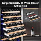 24 Inch Wine Cooler Refrigerator Freestanding, Large Tall Built-in 154-Bottles Wine Fridge, Large Capacity Wine Cellar For Wine Collection, Wine Lovers