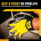 Hey Grill Hey Pitmaster Gloves | BBQ Gloves | Heat Protection up to 500°F or 260°C | High Temp Resistance | Fireproof Glove for Grilling Smoking Barbecue | Washable Mitts | Waterproof | Size - Small