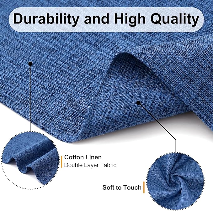 Homaxy Cloths Placemats for Dining Table Set of 12, Heat Resistant Washable Cotton Linen Blend Table Mats, Easy to Clean Place Mats for Indoor Outdoor Party Kitchen Decoration, 13" x 19", Blue