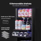 Yeego Beverage-Refrigerator,15 Inch Beverage Cooler 2PCS Small Wine Fridge Built-in or Freestanding with Auto Defrost, Mini Fridge with Glass Door for Bottles and Cans Beer/Soda/Water/Wine