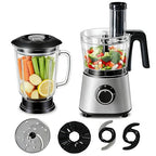 Simple Deluxe Food Processor Blender Combo, 300W Multifunctional Electric Kitchen Tool with 1.5L Glass Jar & 6-Cup Chopper, Ideal for Slicing Dough Meat Puree, 2 Adjustable Speeds & Safety Lock, Black