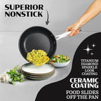 Granitestone Ceraluxe 20 Pc Ceramic Cookware Set Nonstick, Complete Pots and Pans Set Non Stick with 5 Pc Bakeware Set, Deep Frying Pan Set, & Steamer, Non Toxic PFOA Free, Oven & Dishwasher Safe