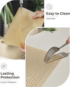 Leetaltree Luxury Gold Sequin Placemats Set of 8 - Waterproof Washable for Wedding, Anniversary, Daily Use - Sparkling Table Decor - Hand-Cut
