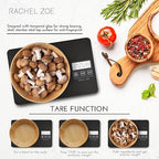 Rachel Zoe Digital Kitchen Food Scale with Non-Slip Base for Home and Kitchen, Measures in Pounds, Grams, Milliliters & Kilograms, Battery Operated Aluminum Electric Scale for Meals, Baking & Diets