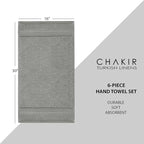 Chakir Turkish Linens | Hotel & Spa Quality 100% Cotton Premium Turkish Towels | Soft & Absorbent (6-Piece Hand Towels, Gray)