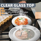 Universal Lids Set with Tempered Glass Top - Fits 5-12 Inch Pots, Pan, and Skillets - Set of 2, Large and Small, Stainless Steel Replacement Pot Lid for Kitchen Organizing, Space Saving