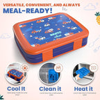 YOLAY Bento Box for Kids Lunch Box Leak-Proof, 5-Compartment Lunch Box Kids for Ages 3-10, Durable with Anti-Slip Base, Suitable for Schools, Outdoor and Travel (Mermaid) (Trucks)