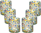 Confetti Dots Hand Blown Tumbler Glasses - 100% Recycled Mexican Glassware - Artisan Crafted Drinking Glasses for Cocktails, Wine, Tequila, or Water - Set of 6 (10 oz)