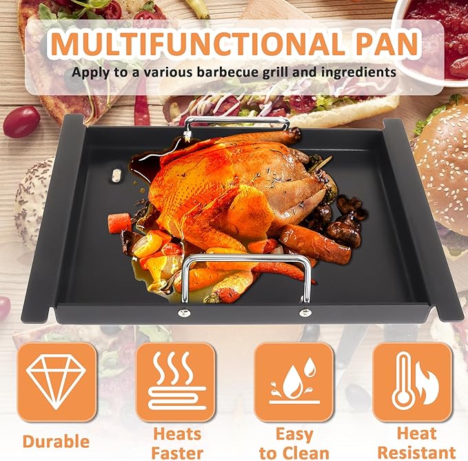 Half Griddle for Ninja FlexFlame Grill Parts, Carbon Steel Griddle Insert for Ninja FlexFlame PG300 Grill Accessories, Compatible with Flex Flame Griddle Plate Part XSKHLFGRIDLE