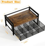 Tea Bag Organizer, Tea Bag Holder with Drawer, Wood and Metal Tea Organizers and Storage Chest for Countertop Kitchen, Office, Rustic Brown