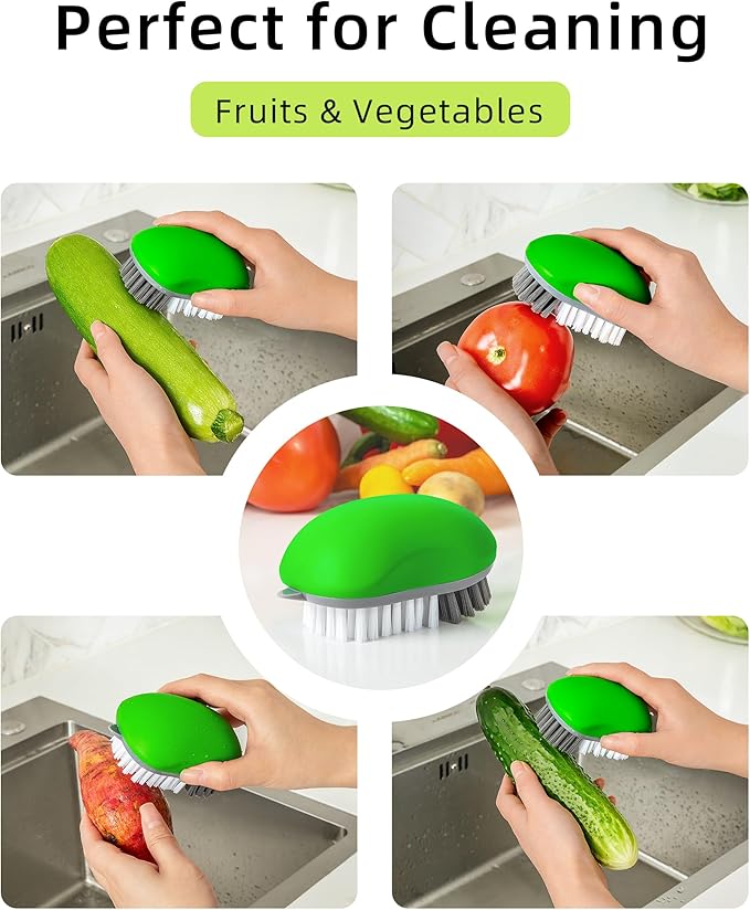 MR.SIGA Fruit and Vegetable Cleaning Brush with Non Slip Comfortable Grip, Pack of 2, Green