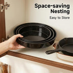 3-Pack Enamel Roasting Pan Set Round Deep Baking Pans Oven Trays10"/12"/14" Cake Pans High Performance Non-Toxic Pizza Pan Cookie Baking Sheets Oven Trays For Cooking Merry Christmas Gift for Mom