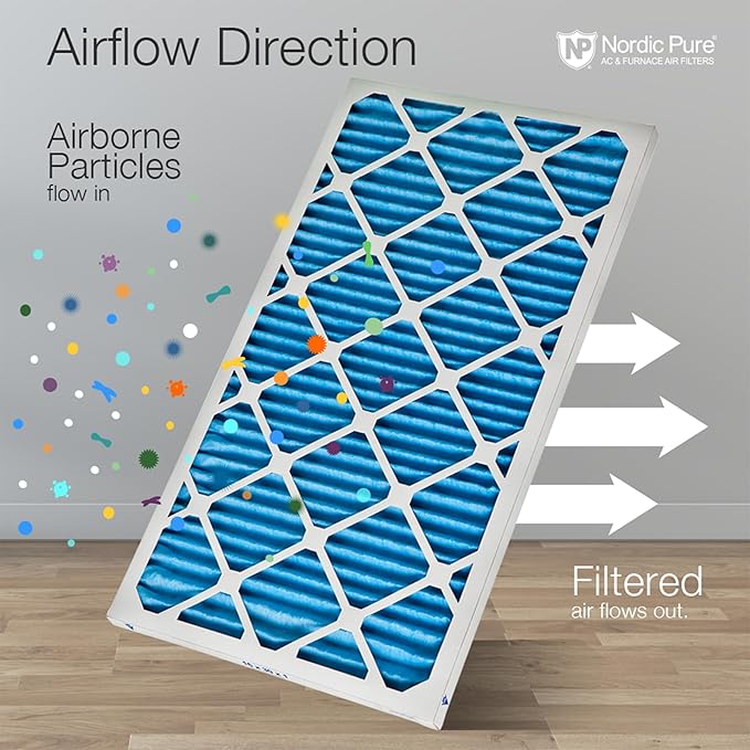 Nordic Pure 20x20x1 (19 1/2 x 19 1/2 x 3/4) Pleated Air Filters MERV 7 Plus Carbon 2 Pack