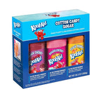 Nostalgia Kool-Aid Cotton Candy Variety Kit – 3 Flossing Sugar Flavors (Black Cherry, Sharkleberry, Peach Mango) – 7-oz Bottles – Compatible with Cotton Candy Makers – Party Supplies