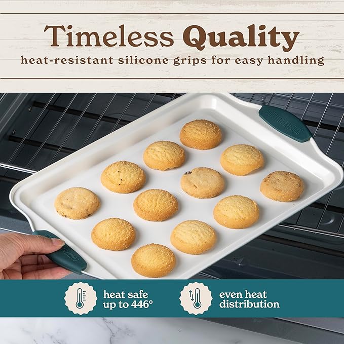 Country Kitchen Nonstick Stackable Bakeware Set - Heavy Duty, Durable, Easy Release Baking Set, Sage, 4 Pcs