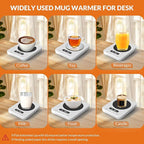 Coffee Mug Warmer,Cup Warmer with 7 Temp Settings,8H Auto Shut Off & 12H Timer,Fast Bottle Warmers for All Bottles,The Ultimate Coffee Warmer Plate for Beverage Lovers (White)