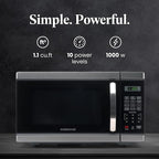Farberware 1.1 Cu. Ft. Countertop Microwave Oven – 1000 Watt Power, Auto Cook Settings, Defrost, Easy Clean and Child Safety Lock - Stainless