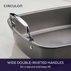 Circulon Total Bakeware Nonstick Roaster, Roasting Pan with Rack, 17-Inch x 13-Inch, Gray