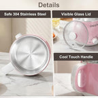 Dezin Hot Pot Electric, Rapid Noodles Cooker, Stainless Steel Electric Pot 1.6 Liter, Perfect for Ramen, Egg, Pasta, Dumpling, Soup, Porridge, Oatmeal with Temperature Control and Keep Warm Function