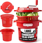 2.5 Gallon Chef Master Commercial Salad Spinner Dryer – Manual Lettuce Spinner and Fruit Washer Bowl with Strainer - Sealed Gearbox, Built In Brake System - Durable Spinner Mechanism - 90012