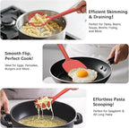 Coukre Silicone Kitchen Cooking Utensils Set with Holder – Heat-Resistant, Food-Grade Kitchen Tools, Spatula, Spoon & Gadgets for Non-Stick Pans, Dishwasher Safe (14, PureRed)