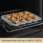 Pyrex (8-Piece) Metal Bakeware Set, Lightweight Stainless Steel Baking Trays with Heatsafe Silicone Handles, Cookie & Muffin Sheets, Round/Square Baking Pans, Cerulean