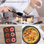 Aschef 9in1 Nonstick Silicone Baking Ring Cake Pan Cookie Sheet Molds Tray Heat Resistant Bakeware Tools Kit for Muffin Loaf Bread Pizza Cupcake Utensil