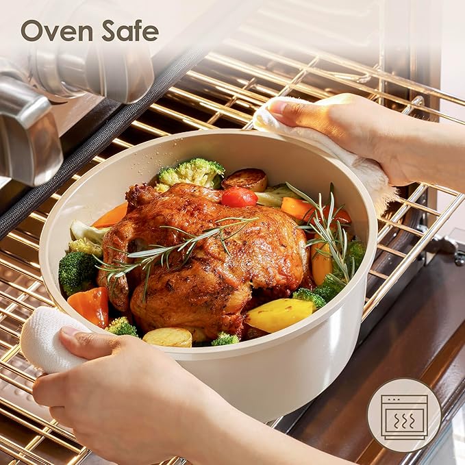 SENSARTE 14Pcs Ceramic Nonstick Cookware Set, Non-toxic Healthy Pots and Pans Set Ceramic Kitchen Frying Pans Set with Stay-cool Handle, PFAS/PTFE/PFOA Free, Dishwasher Safe, Induction Compatible