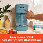 bella 12 Cup Programmable Coffee Marker, Reusable Dishwasher Safe Accessories, Easy LCD diaply, Auto Shutoff, 900 watt, Surf
